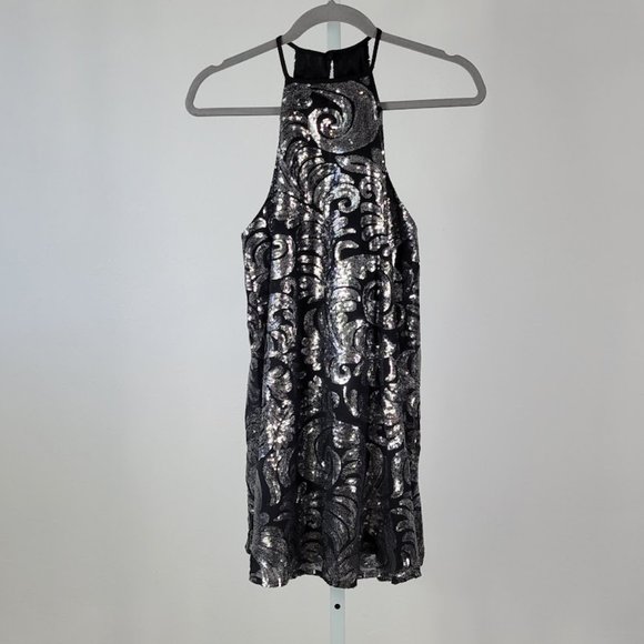 SHOW ME YOUR MUMU gomez  sequin mini dress silver Sz XS - Picture 7 of 9